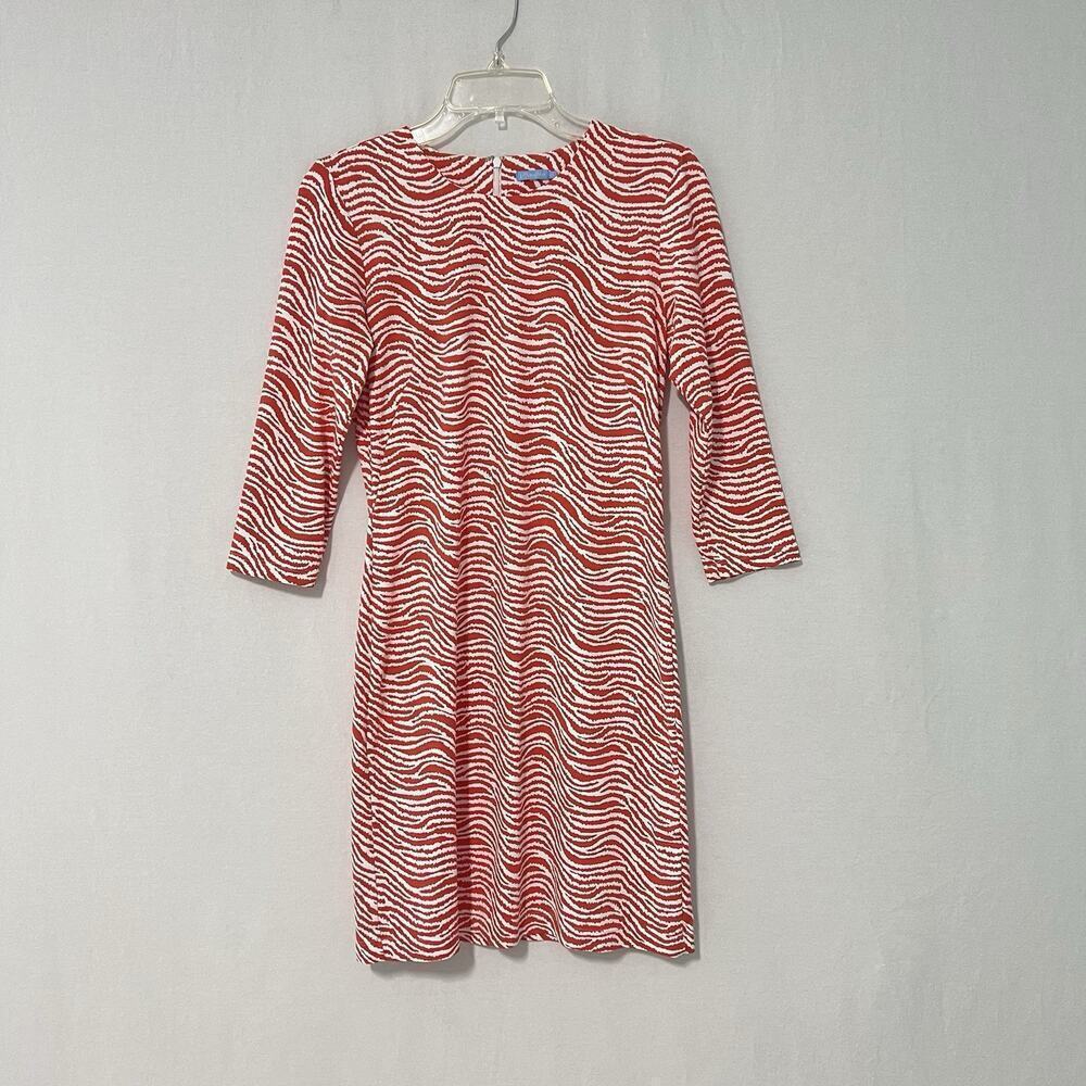 J McLaughlin Sophia Dress Women’s XS Orange Catalina Cloth Sheath Radio Waves